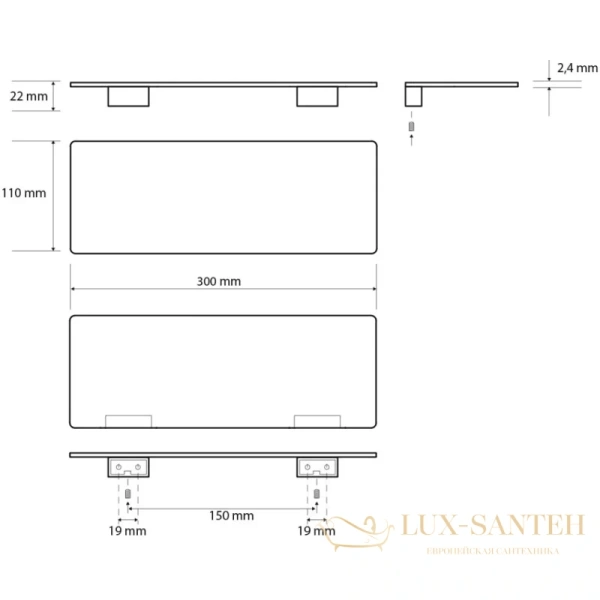 полка для ванной bemeta organic 167102370 30 см, черный матовый