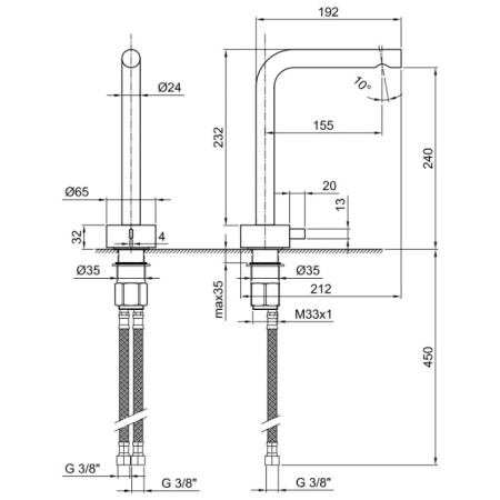 смеситель для раковины, fantini af/21 27 02 a006wf, 1 отв., без донного клапана, излив 155мм, хром