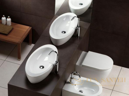 раковина накладная hatria nido y0r201, без отверстий под смеситель, без перелива, 75x37x17.5 см, белый глянцевый