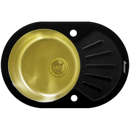 кухонная мойка seaman eco glass smg-730b-gold.b, золотой/черный