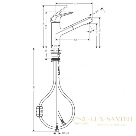 смеситель для кухни hansgrohe focus m42 71814800 сталь