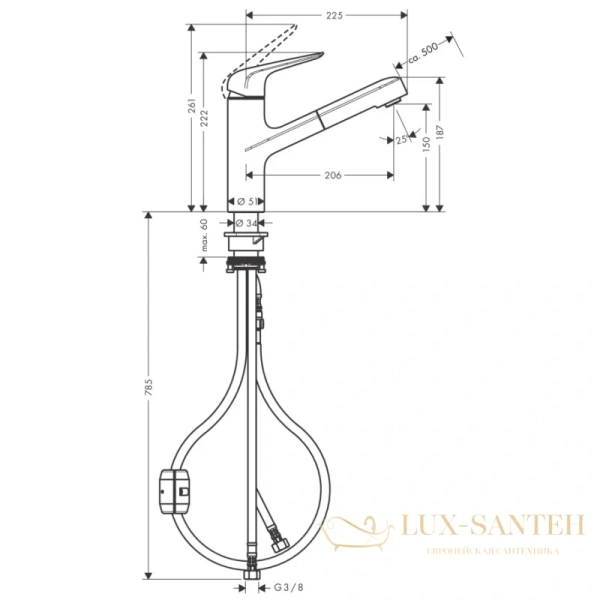 смеситель для кухни hansgrohe focus m42 71814800 сталь