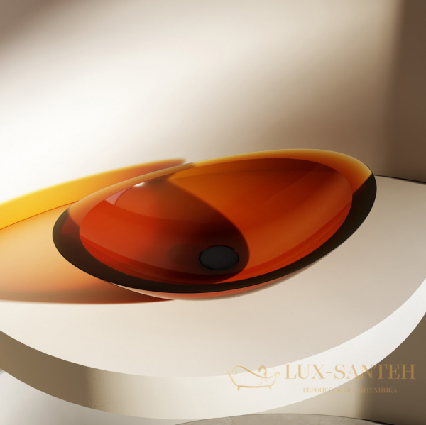 раковина накладная прозрачная abber kristall at2808opal, 60,5х38 см, коричневый