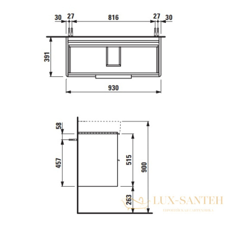 тумба под раковину laufen base 4.0241.2.110.261.1 930х391 мм, белый глянцевый