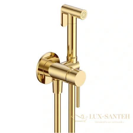 гигиенический набор со встроенным смесителем aquame siena aqm6217gg, золотой глянцевый