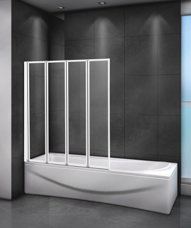 шторка на ванну cezares relax relax-v-4-100/140-c-bi 100x140 профиль жемчужно-серый, стекло прозрачное