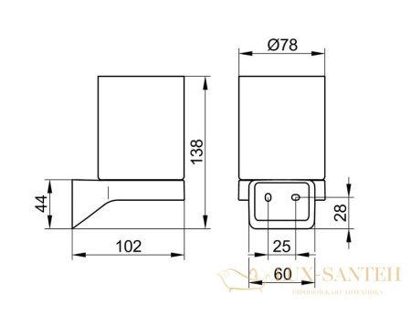 стакан хрустальный для зубных щеток подвесной keuco aveno 14650019000, хром