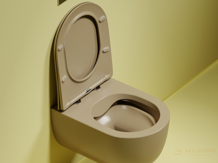 унитаз подвесной ceramica nova modena cn6063mc безободковый, с сиденьем микролифт, капучино матовый