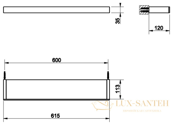 полка 60 см gessi inverso accessories 20945.726, warm bronze br pvd