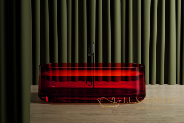 ванна свободностоящая прозрачная abber kristall at9708rubin, 170х75х55h см, коасный глянцевый