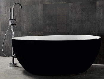 акриловая ванна abber ab9279mb, цвет черный матовый