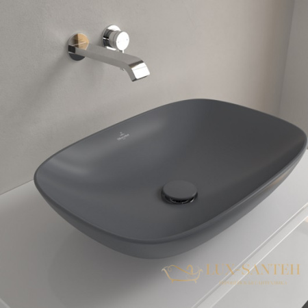 раковина накладная villeroy&boch loop&friends 4a4901i4 56x38 см, graphite ceramicplus, графит матовый