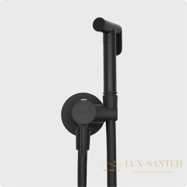 гигиенический набор со встроенным смесителем aquame siena aqm6020mb, черный матовый