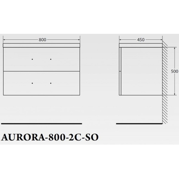 тумба под раковину belbagno aurora aurora-800-2c-so-bl 80 см подвесная, bianco lucido