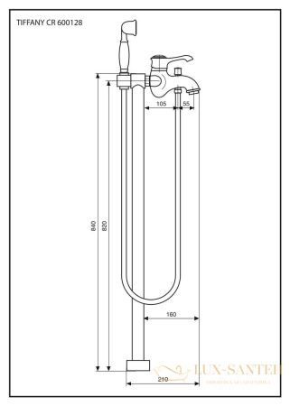 смеситель emmevi tiffany 600128/br напольный для ванны с ручным душем, бронза