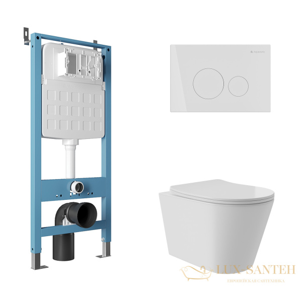 комплект aqueduto aqds184t, инсталляция tecnica novo, панель смыва circulo novo, белая, унитаз cone plus, сиденье микролифт, белый