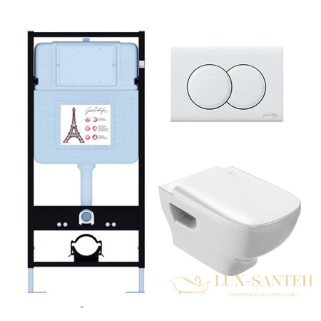 комплект jacob delafon odeon struktura ede103-00, унитаз, инсталляция, сиденье микролифт, панель смыва, белый глянцевый