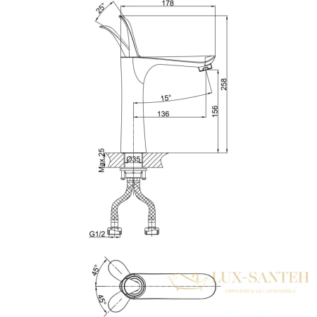 смеситель для раковины d&k venice.baciano da1032659, золотой/черный матовый
