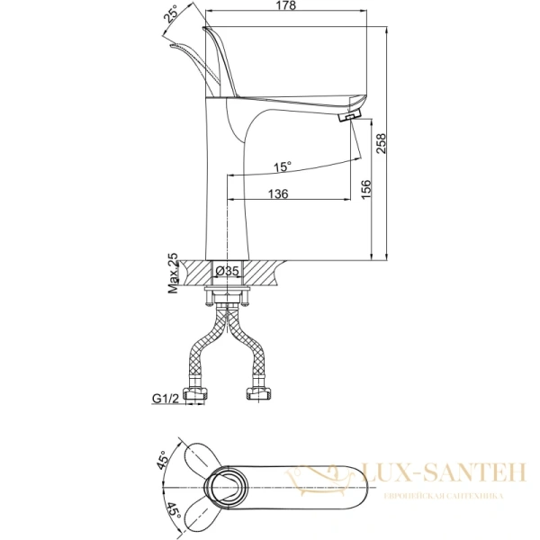 смеситель для раковины d&k venice.baciano da1032659, золотой/черный матовый