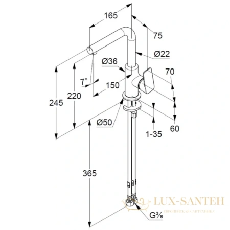 смеситель для раковины kludi pure&style 400243975 без донного клапана, черный матовый