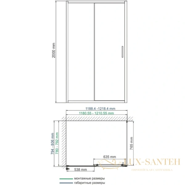 душевой уголок wasserkraft main 41s06 120х80 см 
