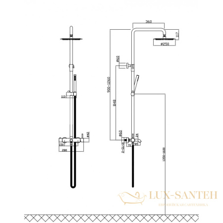 душевая система для ванны milacio ultra mcu.151.ss, нержавеющая сталь