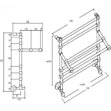 полотенцесушитель водяной margaroli sole 45245237005crp, с полкой, высота 62.8 см, ширина 43 см, хром