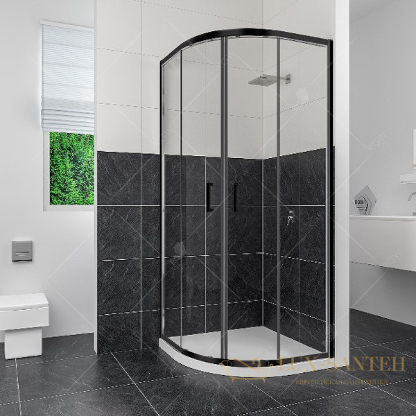 душевой уголок rgw classic 32095488-14 cl-54-b 80х80, профиль черный, стекло прозрачное