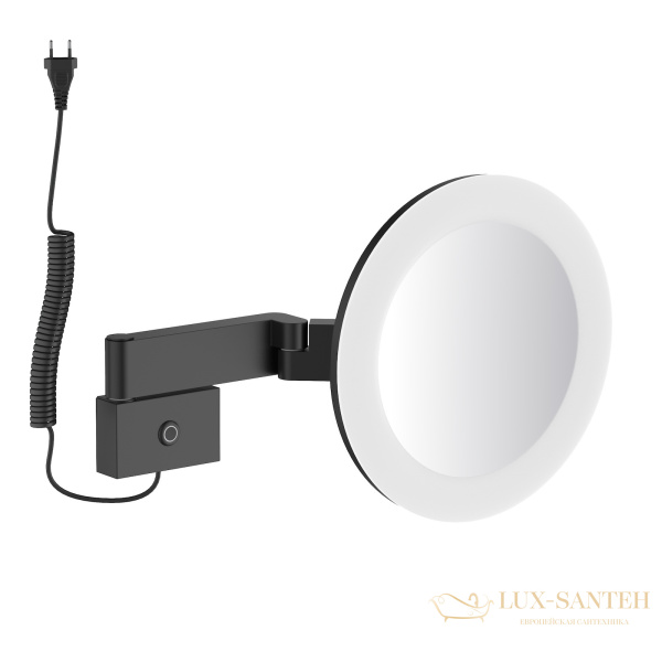 косметическое зеркало timo saona 15276/03, х-5 кратное увеличение, 220 в, холодный свет, с возможностью скрытого подключения, черный матовый