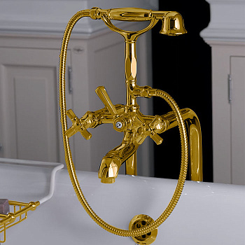 nicolazzi teide four, 1901go45, смеситель для ванны с 2мя ручками, с переключателем ванна х душ, цвет золото