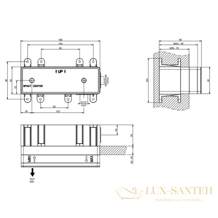 встраиваемая часть gessi emporio via manzoni 38497.031, смесителя для раковины, хром