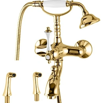смеситель cezares margot margot-pbv-03/24-bi на борт ванны с ручным душем, золото 24 карата