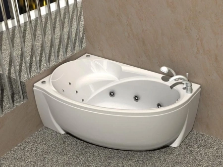 акриловая ванна aquatek бетта 160х97 bet160-0000046 (левая, вклеенный каркас, без гидромассажа, с фронтальным экраном)