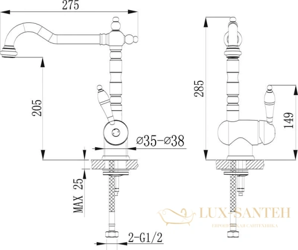 смеситель timo morea 2406f chrome для кухни, хром