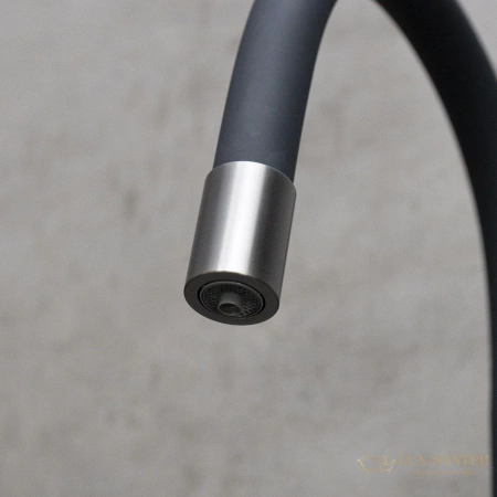 смеситель для кухни lemark expert lm5083gmn-black, с гибким изливом и подключением к фильтру с питьевой водой, графит/черный