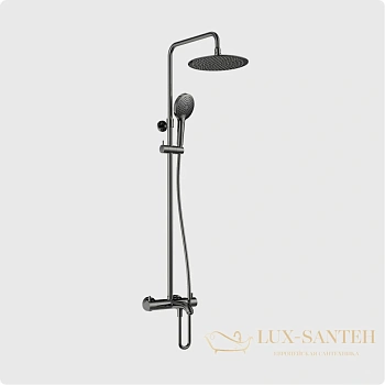 душевая система для ванны aquame aqm8008gm, с термостатом, оружейная сталь
