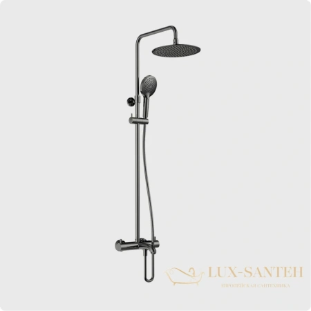 душевая система для ванны aquame aqm8008gm, с термостатом, оружейная сталь