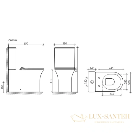 унитаз-компакт безободковый ceramica nova star cn1904 с сиденьем микролифт, белый