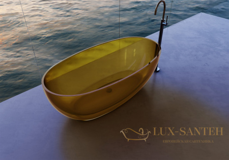 ванна свободностоящая прозрачная abber kristall at9703amber, 170х75х55h см, желтый глянцевый