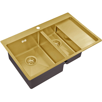 кухонная мойка zorg pvd bronze szr 5178-2-l bronze, бронза