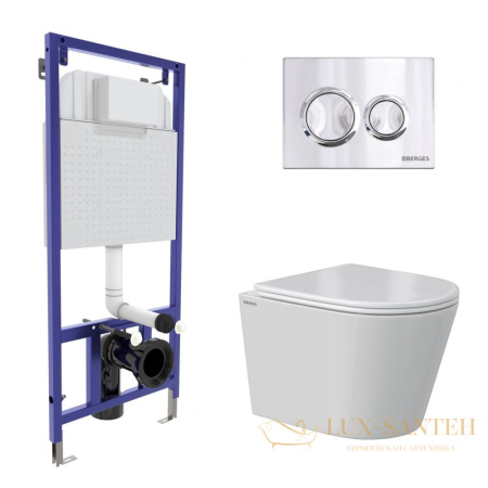 комплект berges 043377: подвесной унитаз vita с системой инсталляции novum 525 и панелью смыва, хром глянцевый