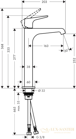 смеситель для раковины 250, axor citterio 36113000, с донным клапаном, хром