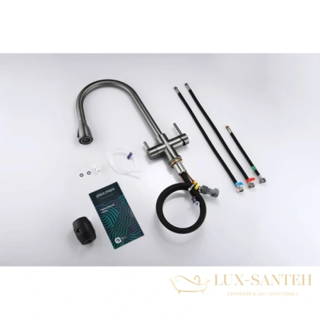 смеситель paulmark lange la214212-gm для кухни с подключением к фильтру, вороненая сталь