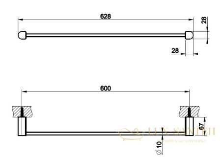 полотенцедержатель gessi rilievo 59403.030 60 см, copper pvd