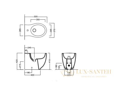 биде напольное hatria le fiabe y1dz01, с креплениями в комплекте, 35x48 см, белый глянцевый