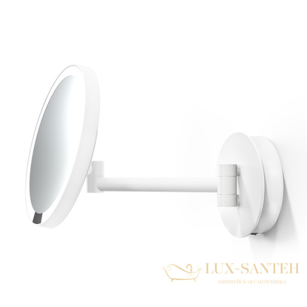 косметическое зеркало  подвесное 215 мм, decor walther round just look wr led, 0122350, увеличение x5, с аккумулятором, белый матовый