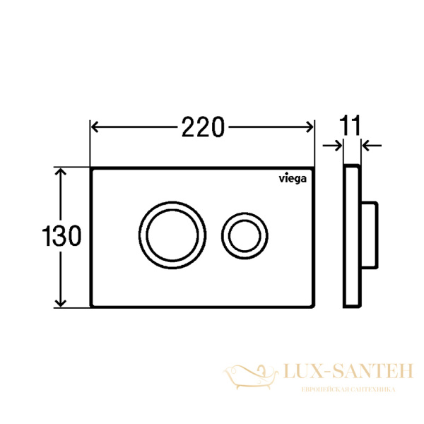 панель смыва viega prevista visign for public 11 модель 8631.1, 774332,  для унитазов нержавеющая сталь белый трафик