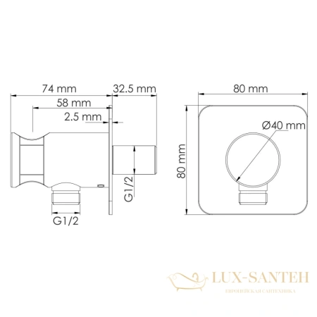 душевая система встраиваемая для ванны 300 мм wasserkraft dinkel a5858.090.118.271.010.137.091 thermo, хром