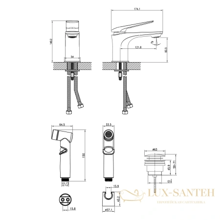 смеситель для умывальника и биде lemark allegro lm5916cw, хром/белый