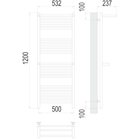 полотенцесушитель водяной terminus аврора 4670078529244 с 2 полками п22 500x1200